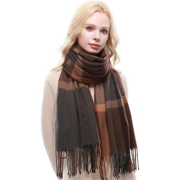 Plaid Scarf for Women Warm Large 07